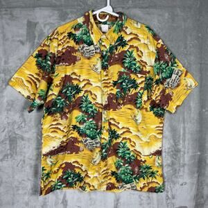 Vintage Wrangler Hawaiian Shirt Mens XL Yellow Floral Printed
